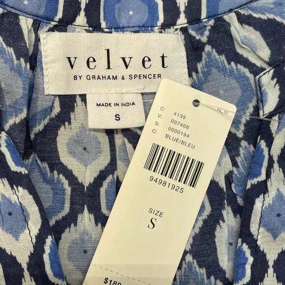 NEW ANTHROPOLOGIE X VELVET Women’s Keren Long-Sleeve Blouse – Blue – Size S - Picture 5 of 6